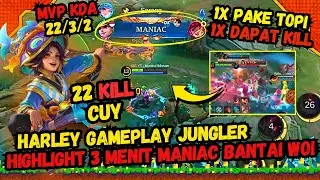 HARLEY GAMEPLAY MANIAC HIGHLIGHT 3 MENIT SKYPIERCER ITEM WAJIB META MOBILE LEGENDS BANG BANG