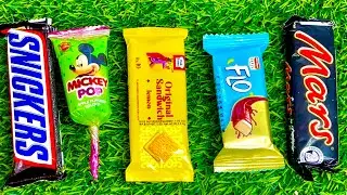 ASMR Most Popular Candys / some lots of colorful rainbow lollipop candy / unpacking chocolate eat