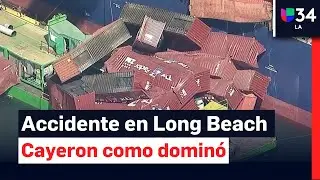 &iexcl;Caos en Long Beach! 67 contenedores caen al mar desde barco de carga