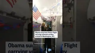 Obama surprises Honor Flight carrying veterans as they arrived in Washington D.C.