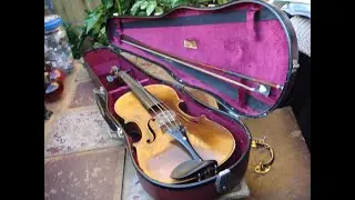 Old Vintage Antique Violin Without  Bow In Case For Restoration Spare To Repair