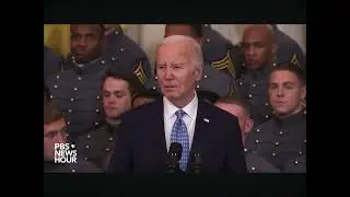President Biden Mumbling As He Presents Commander-In-Chief's Trophy to Army Football
