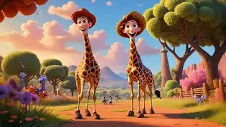 Three Giggling Giraffes Wear Shoes | Funny Animal Song Kids | Counting Rhyme Preschool Learning Fun