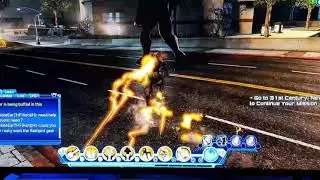 dcuo fire battle tank with purple healing ray artifact equiped.