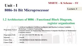1.2 Architecture of 8086: Functional block diagram, register organization| Microprocessor MSBTE
