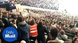 Fist fight breaks out as Spurs fan discovered in West Ham end
