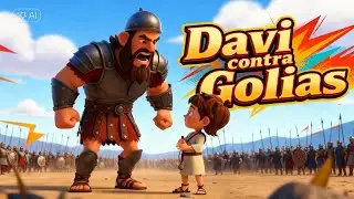 Batalha Davi contra Golias em anima&ccedil;&atilde;o 3D