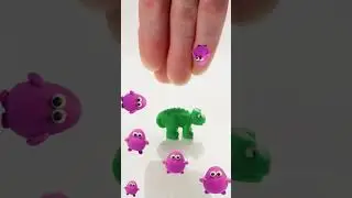 Green Dinosaur Gets Smashed by Giant Hand, Blob Bobs Cheer #toys #animation #playdohfun