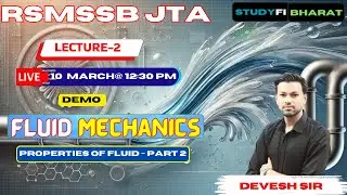 L2 - RSMSSB JTA | Fluid Mechanics | Demo class| Studyfi Bharat | Devesh Sir |