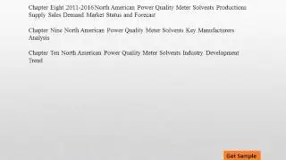 Global Power Quality Meter Solvents Market Analysis to 2020 and Forecasts