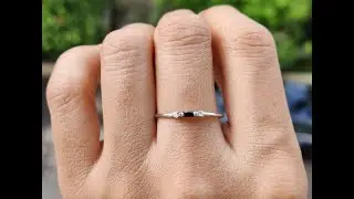 Black Baguette Diamond Birthstone Stacking Ring Women / Dainty Minimalist Diamond Ring