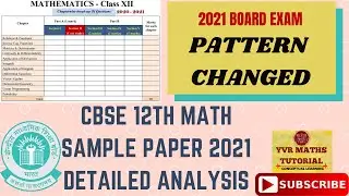 #class12maths #CBSE SAMPLE PAPER 2021 ||PATTERN CHANGED||DETAILED ANALYSIS || BLUE PRINT