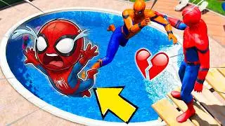 BEBE HOMEM ARANHA FAZER TRILHA DE MOTO RADICAL NO PR&Eacute;DIO E CAIU DE UMA VEZ NO GTA 5! 😱🏍️🏢💥