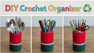 DIY Crochet Watermelon Organizer | Pen Stand, Hook & Cutlery Holder 🍉♻️