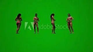 3D shot of beautiful American woman on green screen background shopping with friends and having fun