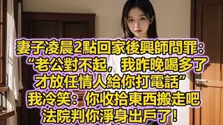 妻子凌晨2點回家後興師問罪：“老公對不起，我昨晚喝多了，才放任情人給你打電話”，我冷笑：你收拾東西搬走吧，法院判你淨身出戶了！