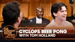 Cyclops Beer Pong with Tom Holland | The Tonight Show Starring Jimmy Fallon