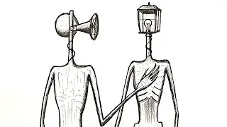 How to draw a Siren Head attacking Lamp Head @EhedovElnur