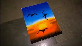 Sunset Rangoli | Bird Rangoli | Scenery Rangoli