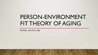 Person-environment fit theory of aging