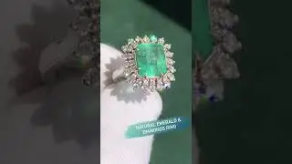 Natural emerald and diamonds ring 💎 GIA certified, 14k white gold, #naturalgemstone #gemstone