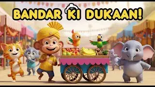 Ek Bandar Gaya Bazaar | Bandar Ki Dukaan | Hindi Nursery Rhyme for Kids| Fun Bandar Song | DimuTunes