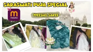 Heug Meesho Saree Haul 🤩||Saraswati Puja Look 😍||starting Just 300 daily wear/ party wear saree 