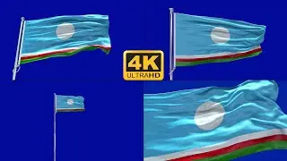 Sakha Republic flag blue screen 4k