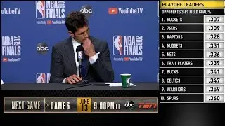 Bob Myers holds back emotion as he shares that KD's injury is to his Achilles