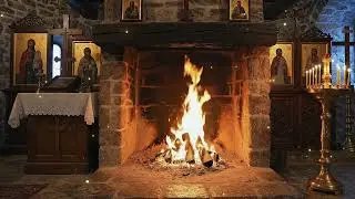 8 Hours of Monastery Fireplace & Gregorian Chant | Crackling Fire for Sleep