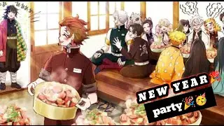 NEW YEAR PARTY🎉🥳  || demon slayer hindi dubbing || Anime funny😝 dubbing  @UchihaRupesh2