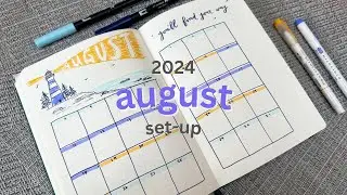 August 2024 Bullet Journal Setup 💡🏠 lighthouse theme plan with me!