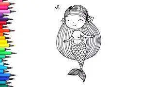 Cute Mermaid Drawing, Painting & Coloring for Kids | Easy Mermaid Art for Beginners
