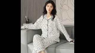 Women Luxury Cotton Bonsoir Spotty Pyjamas In White
