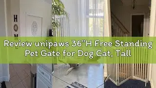 Review unipaws 36&rdquo;H Free Standing Pet Gate for Dog Cat, Tall Wooden Gates for Doorway, Stairs, Folda