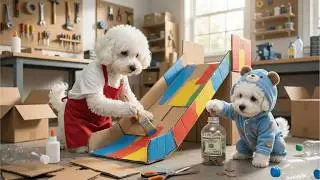 Watch mama Dog turn junk into a baby pupper's dream toy!♻️📦Compilation