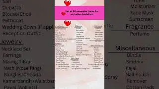 Bridal wedding essentials ki complete list Har bride ke liye zaroori cheezein ek jagah Dekhein abhi