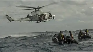 U.S. Marine Corps Executes Deep Helocast from UH-1Y Venom Light Attack Helicopter