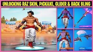 Unlocking RAZ Skin, Endless Scroll, Crystal Axe of the Masters & Soaring Cipher in Fortnite Season 6