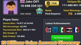 OMG - 8 Ball Pool 10 Billions Coins Account Giveaway