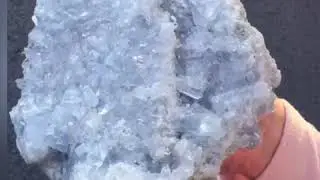 A 5.5lb celestite geode from Madagascar- at Cape Cod Crystals