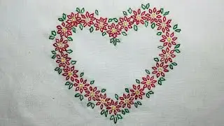 Beautiful Flowers Heart Kashmiri Embroidery Design 