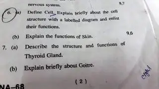 Bsc Nursing 1st YEAR (ANATOMY & PHYSIOLOGY) 2019 Question  Paper
