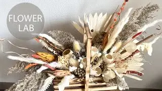 Boho flower arrangement DIY Autumn Bouquet in a basket /Flower making TUTORIAL