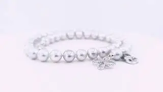 MADAMA SILVER BLUISH GREY PEARL NECKLACE WITH DIAMOND ACCENT PANDA CHARM & INFINITY CLASP BY GEMRIZE