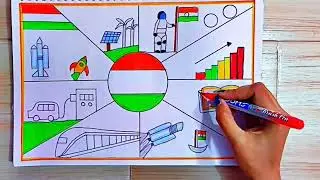 Viksit Bharat Drawing Easy And Beautiful / My Vision For India In 2047 Drawing / My Dream India
