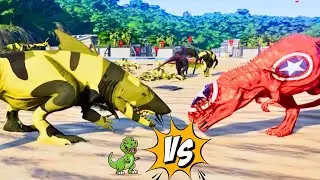 Camo Shark Monster epic fight vs Captain Godzilla, Captain Giganotosaurus | JWE Hero Dino Battles