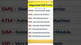 Important Full Forms | GK Full Form for Exams 🔥 | SSC UPSC Shorts#ImportantFullForms