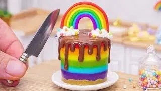 mini rainbow cake @minitasty68 @MiniYummy68 @MiniatureCookingHFL