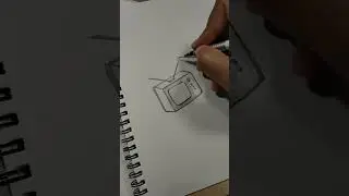 Drawing vintage television #shorts #art #artist #youtube #youtubeshorts #tv
